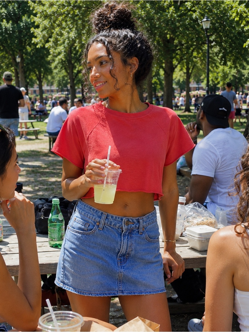 Topshop Coral Cropped Boxy Tee | US 4 | Casual Summer Y2K Basic